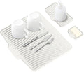 Silicone Dish Drying Mat for Kitchen Counter, Dish Drying Pad, Non-Slip Drain Pad with Built-in Drain, Heat Resistant Stone Drying Mat,Cream-1Set