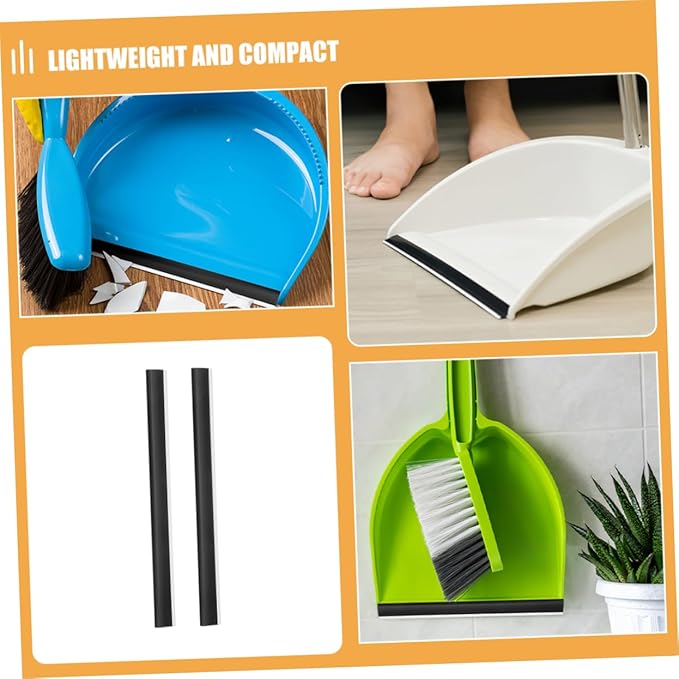 FRCOLOR 4Pcs Rubber Dustpan Edge Strips Inlet Pressing Guards for Enhanced Cleaning Durable Lightweight Dustpan Lip Replacement Suitable for Garden Lobby Use
