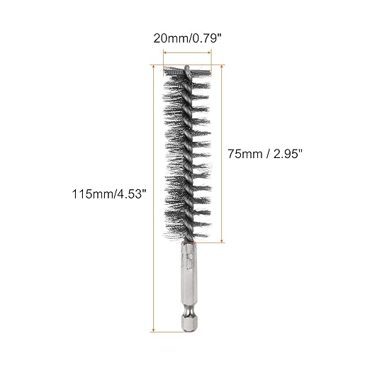 HARFINGTON 5Pcs Bore Brush Stainless Steel 20mm Dia Cleaning Twisted Wire Brush Tube Pipe Cleaner with Handle 1/4 Inch Hex Shank for Tubes, Ports, Bearings