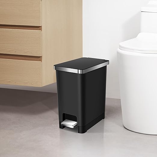 EKO | 10L Bathroom or Kitchen Waste Bin | Compact Trash Can with Flip N' Click Lid and Removable Bucket | Modern and Non-Slip Design | Lightweight, Aesthetic and Anti-Fingerprint