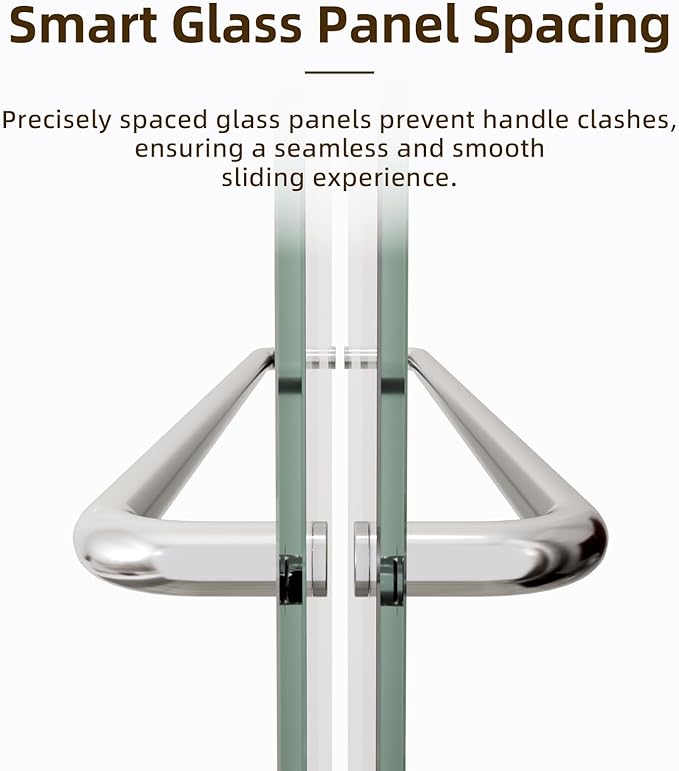 Sliding Shower Door,Royal Guard 50-54" W x 70" H Semi-Frameless Double Sliding Glass Shower Door with 1/4'' (6mm) Clear SGCC Tempered Glass,Bypass Shower Door,Chrome Finish