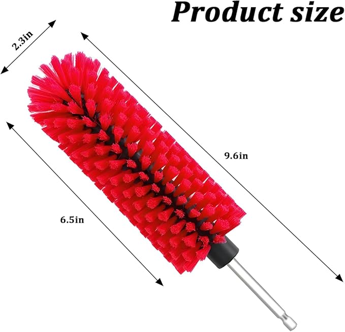 Drill Brush for Car Wheel, Soft No Scratches Vehicle Rim Cleaning Brush for Wheel Rim Engine, Highly Density Automotive Tire Drill Cleaner Tool, Universal for Most Vehicles (Red)
