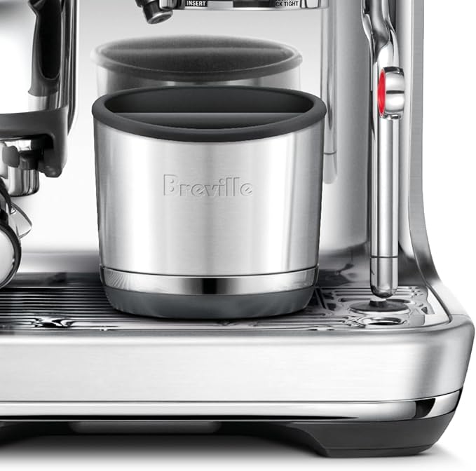 Breville BEA501BSS Knock Box 10 Espresso Machine Accessory, 10 Puck Capacity, Brushed Stainless Steel