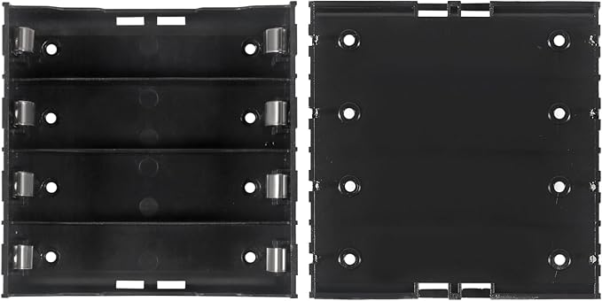 18650 Battery Case Holder 4 Slots X 3.7V 18650 Battery Storage Box, in Parallel Black Plastic Batteries Clip Box with Pin for DIY Parallel or Series Circuit PCB Projects (6pcs ABS 4 Slots)