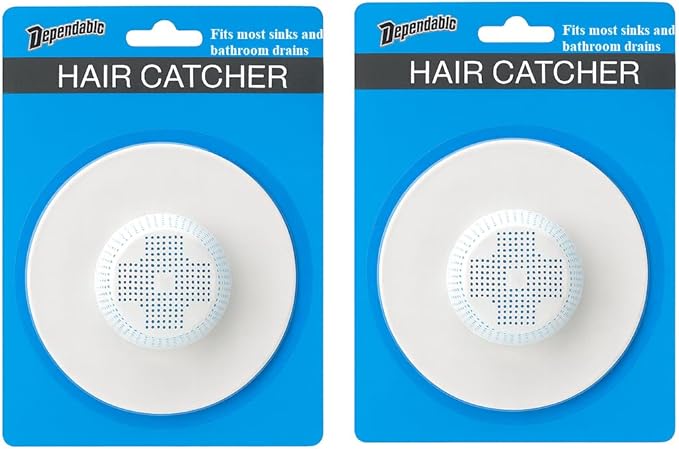 2 Pack Rubber Hair Catcher for Shower & Bathtub Drains – Flexible Drain Cover Strainer Hair Stopper Trap, Sits Securely on Top (No Suction Needed), Reusable & Easy to Clean