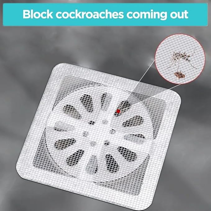 40 Pcs Disposable Shower Drain Cover Hair Catcher Shower Drain Mesh Stickers, Rectangular Hair Catcher Mesh Stickers for Bathroom, Laundry, Kitchen for Human and Pet Hair