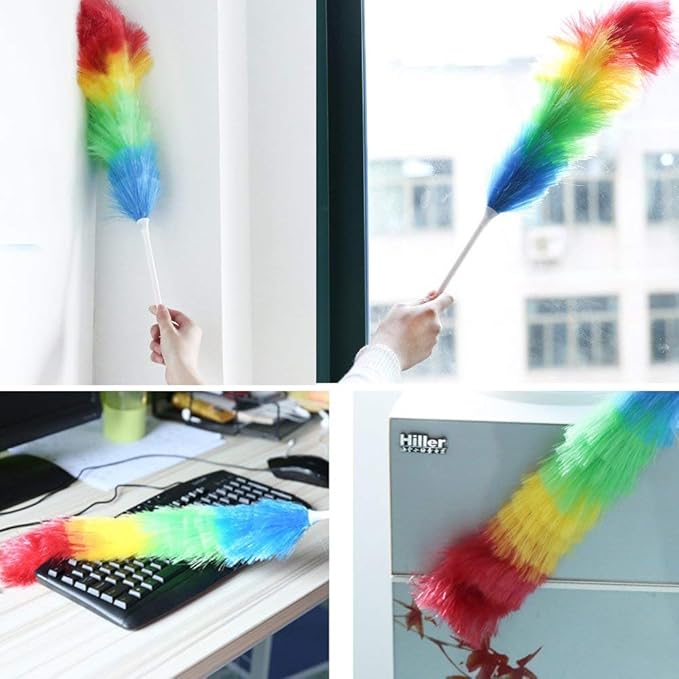 Hofumix Feather Duster Car Duster Hand Duster Static Dusting Brush Hand Grips Delicate Duster Kit 360°Flexible Duster for Ceiling Fans, Blinds, Furniture, Shutters, Auto, Truck, SUV, RV 4pcs