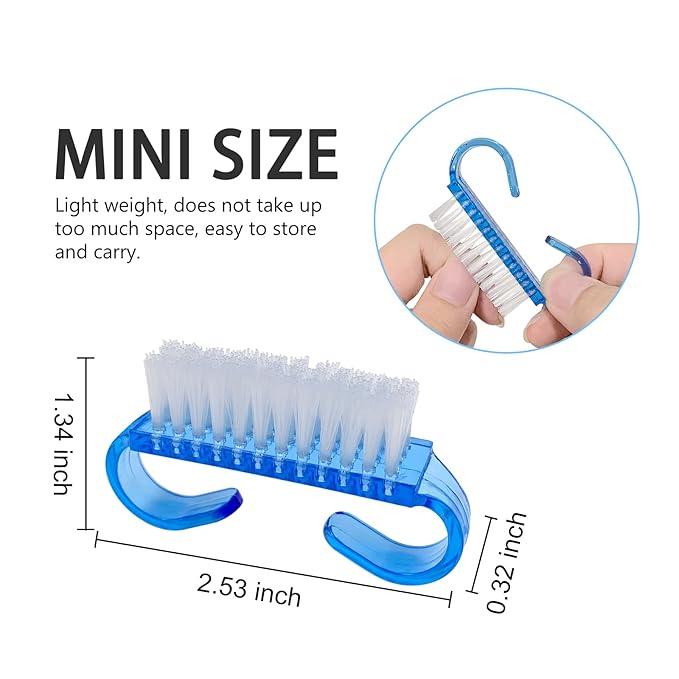 16 Pack Handle Grip Nail Brushes, Travel Size Fingernail Brush, Mini Hand Scrub Cleaning Brushes for Nails and Toes