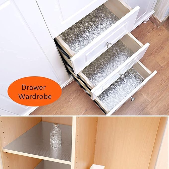 Kitchen Backsplash Wallpaper Peel and Stick Aluminum Foil Contact Paper Self Adhesive Oil-Proof Waterproof Heat Resistant Wall Sticker for Countertop Drawer Liner Shelf Liner(15.7X394 Inches)
