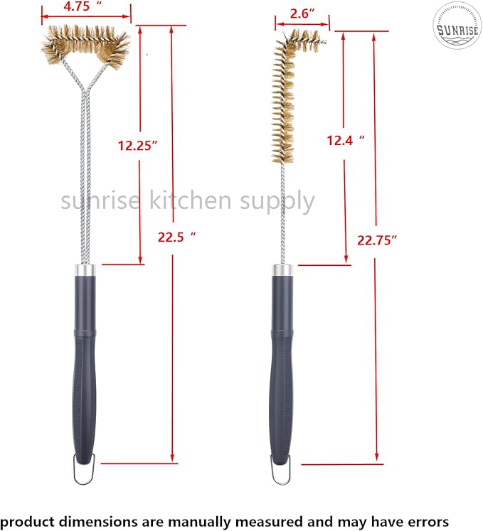 SUNRISE Fryer Brush with Long Handle (Brass with Plastic Handle, L and Single Brush)
