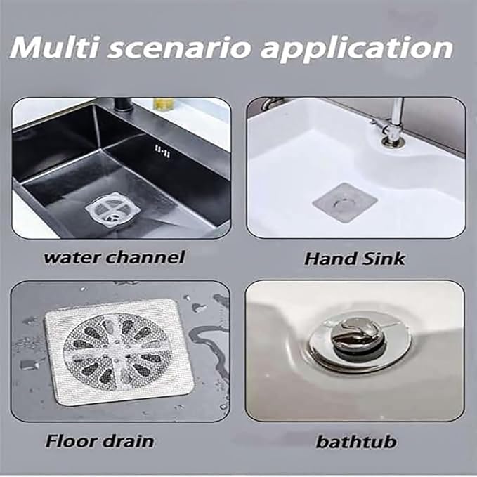 Disposable Shower Drain Hair Catcher Mesh Stickers, Bathroom Sink and Tub Drain Trainers Stainless Steel Hair Catcher Shower Drain, Fits Dishwashing Sink, Bathroom(10)