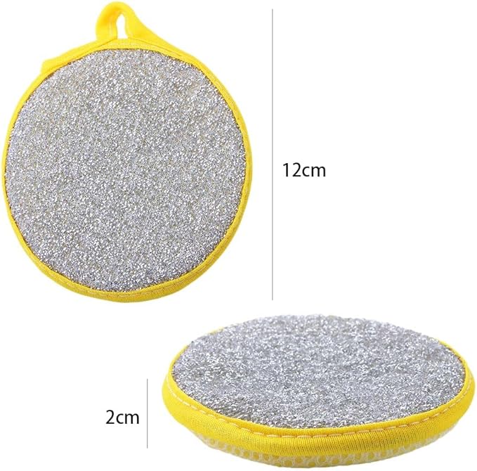 10 Pcs Durable Scrub Scouring Sponge Microfiber Scouring Scrubber Round Dish Washing Sponge Scrubber for Cleaning Dishes Pots, Random Color