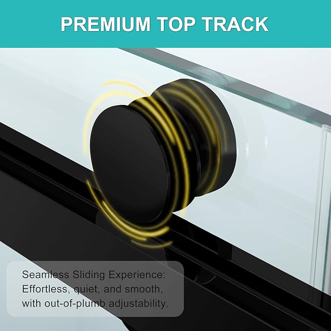 Milano Framed Shower Door, 50-54 in.W x 74 in.H Double Sliding Shower Door 5/16"(8mm) Clear Tempered Glass, 18 inch Pull Handle, Stainless Steel Hardware, Matte Black Finished