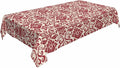 Vintage Damask Rectangular Tablecloth Red Floral 52x70 Table Cloth for Wedding Party Banquet,Dining Kitchen Rustic Table Cover