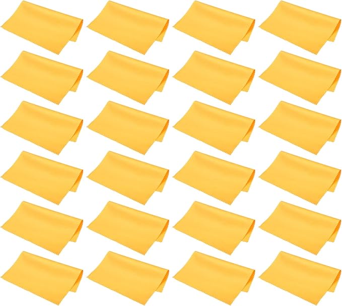 PATIKIL Eyeglass Microfiber Cleaning Cloth 7"x6", 24 Pack Glasses Cleaning Cloth Soft Suede Wipe Screen Cloth for Camera Lens Eyeglasses Screens in Individual Vinyl Pouch, Yellow