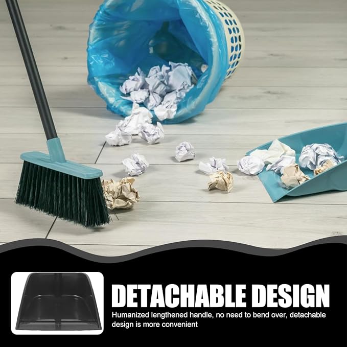 EXCEART Upright Dustpan with Long Handle 27.95 Inch Lightweight Plastic Household Cleaning Shovel Large Capacity Dust Pan for Home Office Garage