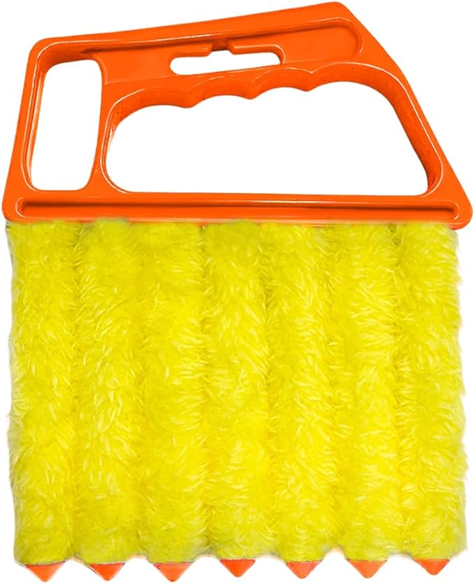 Blind Cleaner Duster Tool, Window Venetian Hand-held 7 Finger Dusting Cleaner Brush, Blinds Cleaning Brush Tool for Window Shutters Air Conditioner, Car Accessories (Orange)