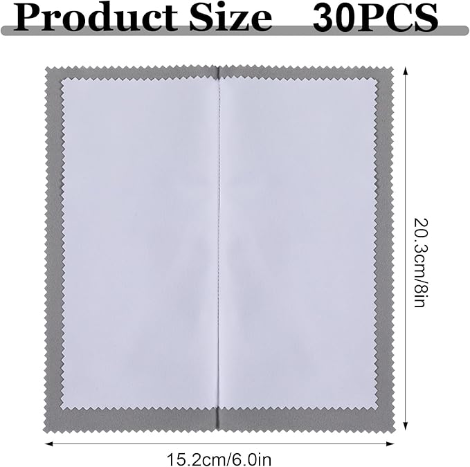 30 Pcs Silver Jewelry Polishing Cloths 6 x 8 inches Jewelry Cleaning Cloth Sterling Polish Cloths