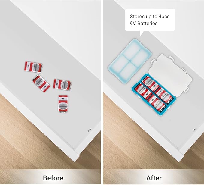 JJC Silicone 9V Battery Case Holder Organizer, PP Battery Storage Box for 4pcs 9V Batteries, Water-Resistant with 4 Snap Latch for Secure Protection