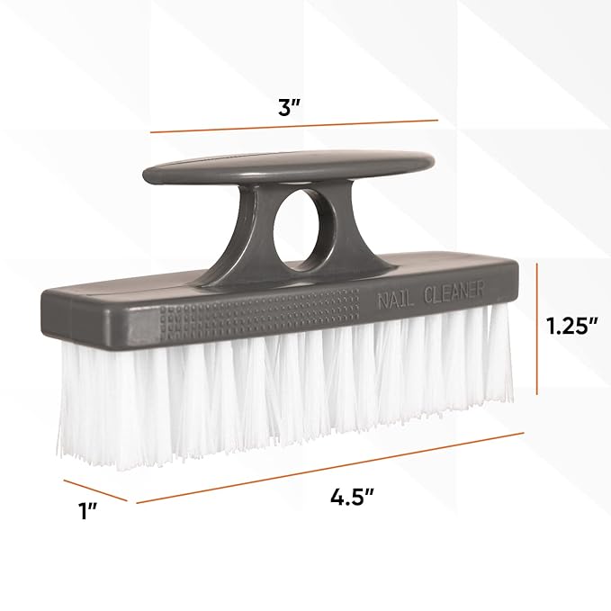 Superio Nail Scrubber Brush - All-Purpose Stiff Cleaning Brush for Hands, Feet, Kitchen & Work - Black, 12 Pack