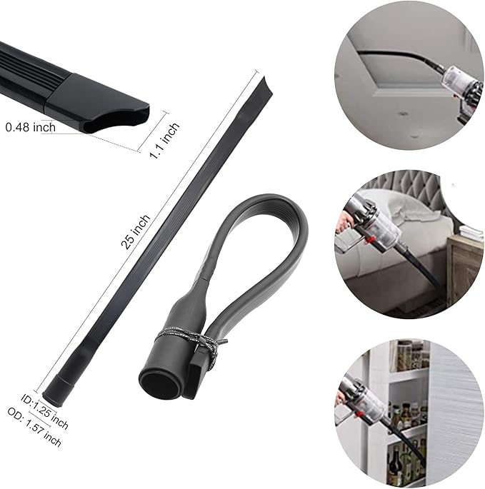 8 Pcs Household Cleaning Vacuum Cleaner Attachments Kit for Shop Vac Accessories with 1 1/4" Vacuum Brush Flexible Crevice Tool, Vacuum Cleaner Straw Tubes and Vacuum Hose Adapter Kit