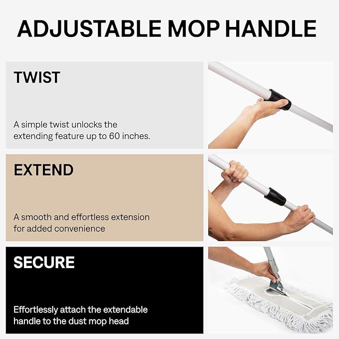 48 Inch Blue Commercial Dust Mop & Floor Sweeper with Extendable Handle – Mop for Hardwood, Tile, and Concrete Floor Cleaning