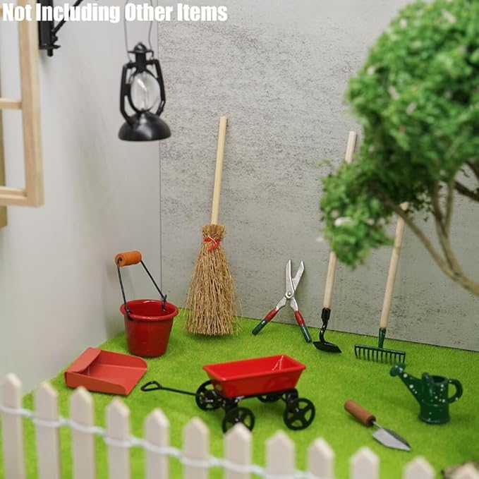 Odoria Dollhouse Straw Broom Miniature - 1/12 Scale Broomstick for Fairy Garden - Mini Witch Broom Decorative Craft - Tiny Besom Rustic for Halloween Thanksgiving Festival 5Pcs