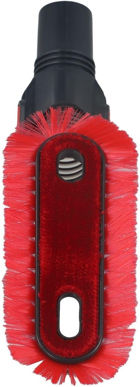 32Mm Flexible Vacuum Dusting Brush Soft Bristle Attachment, For Furniture Ceiling Curtain Cleaning, With Round Head Extension Wand, Fit 1.25 Inch Inner Diameter Red