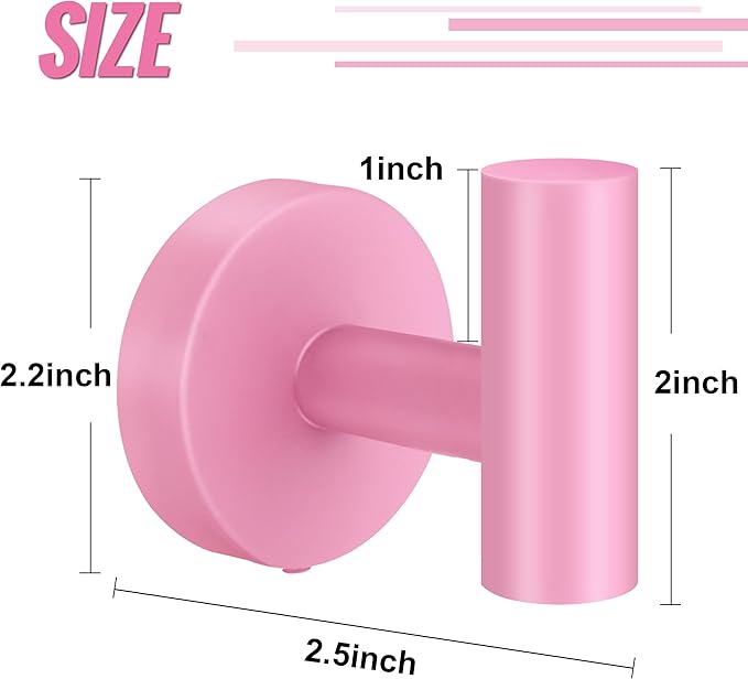 Towel Hooks, SUS 304 Stainless Steel Hooks, Heavy Duty Door Hanger Towel Robe Clothe Cabinet Closet Sponges Hook for Bathroom Kitchen Garage Gotel (Pink, 4 Pcs)