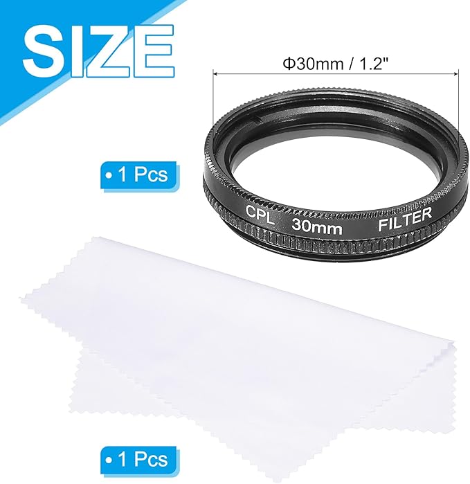 MECCANIXITY 30mm Circular Polarizer Filter, Double Sided Multi-Layer Coatings Polarizing Filter with Cleaning Cloth for Camera Lens