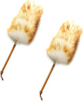 Feather Duster, Household Lambswool Duster Set of 2, Pure Lambs Wool with Wood Handle
