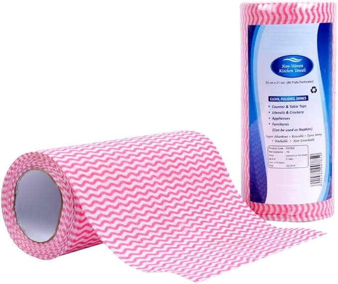 Non-Woven 2 Packs of Kitchen Towel Roll | Cleaning Wipes | Washable & Reusable Tissue Roll for Kitchen | Home Kitchen Cleaning Wipes | Kitchen Roll Reusable | 80 Wipes x 2 Rolls
