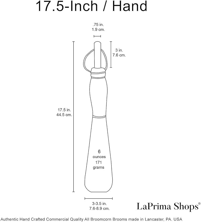 LaPrima Shops Authentic Amish Hand Made All Broomcorn Broom (17.5-Inch/Hand)