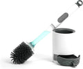 GREATLINK Silicone Toilet Brush with Holder, Non-Scratch Bendable Toilet Brush Scrubber for Curved Rim, Drip-Proof & Space Saving, Includes Adhesive Mount