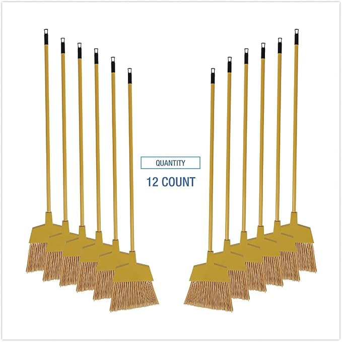 Boardwalk Corn Fiber Angled-Head Lobby Brooms, 55" Handle, Yellow, 12/carton