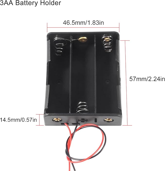5pcs 18650 Battery Clip 3 Slots 11.1V Plastic 18650 Battery Storage Box Case with Black and Red Wire Leads for 18650 with Connect Lead