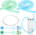 Baderke 2 Set Extra Long 35" Reusable Silicone Straws Compatible with Stanley 40 oz Tumbler Large Water Wine Bottle Flexible Drinking Straws & Cleaning Brushes Tumbler Accessories (Blue)