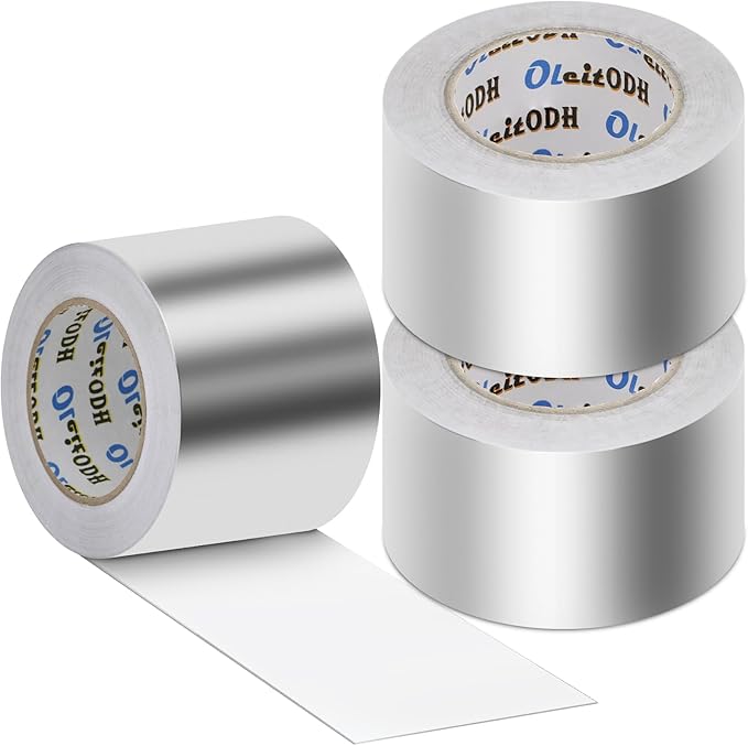 3 Pack Aluminum Foil Tape Bulk - 4 Inch x 55 Yards - 2.7mil Heavy Duty Metal Duct Tape, Aluminum HVAC Tape for Sealing & Patching, Air Ducts, Insulation Metal Repair, Professional Grade