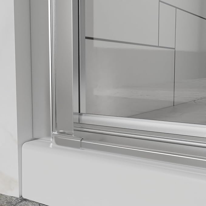 Frameless Bi-Fold Shower Door 30" W x 72" H, 1/4" Clear Tempered Glass, Folding Swing Design, Reversible Installation, Chrome Finish, Space-Saving Glass Shower Door for Small Bathrooms