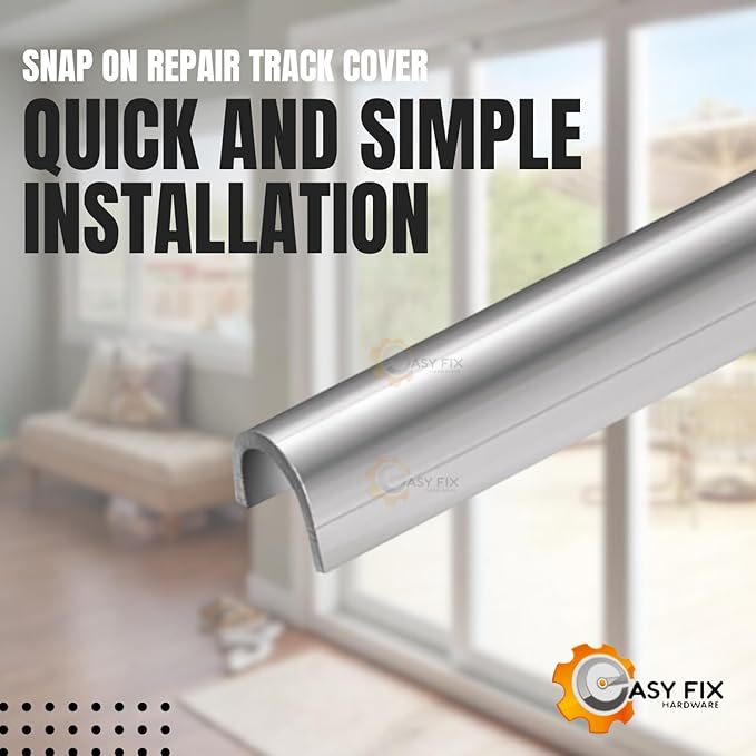Snap On Repair Track Cover 1/4" for Sliding Patio Glass Doors | Sliding Door Repair Replacement Hardware Repair Stainless Steel | Fix Sliding Glass Door (4 Feet)