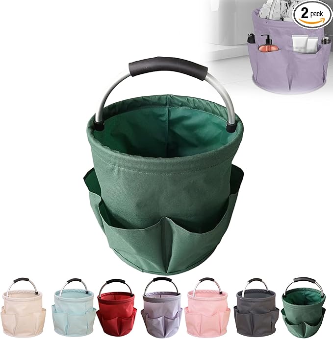 Professional Cleaning Caddy Organizer - 11" Wearable Cleaning Supply Bag with Adjustable Shoulder Strap & Handle - Housekeeper Essentials Organizer for Detailing Tools & Supplies (Green)