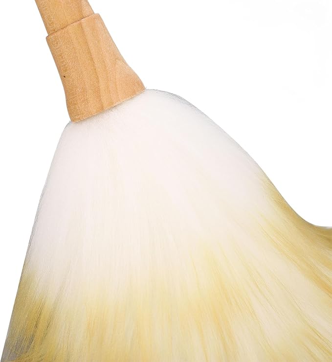 Lambswool Duster, Soft Lambswool Beechwood Multifunctional Cleaning Brush Duster with Wooden Handle for Blinds Piano (Short Handle), RiToEasysportsnti0e3rb8g-11