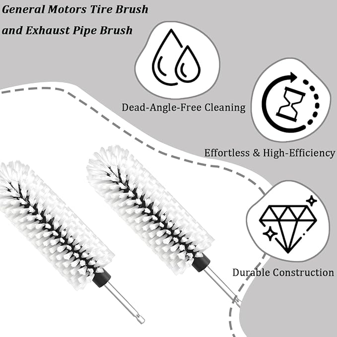Drill Brush for Car Wheel, Soft No Scratches Vehicle Rim Cleaning Brush for Wheel Rim Engine, Highly Density Automotive Tire Drill Cleaner Tool, Universal for Most Vehicles (White)
