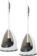 Superio Toilet & Sink Plunger and Holder Grey, 2-Pack
