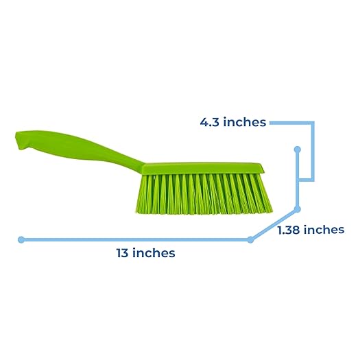 Vikan 458977 Bench Cleaning Brush, Polypropylene/Polyester Medium Bristle Dustpan Brush & Sweeper, 14 Inch, Lime