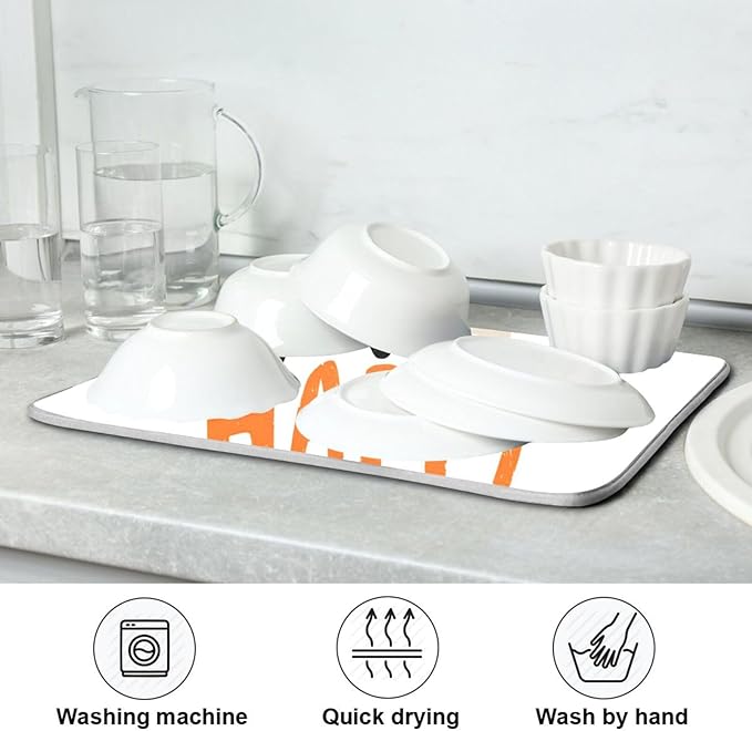 Happy Halloween Dish Drying Mat for Kitchen Counter Super Absorbent Drying Mat 16x18 inch Large Dish Drying Matts for Countertop Protector Dishes Pad