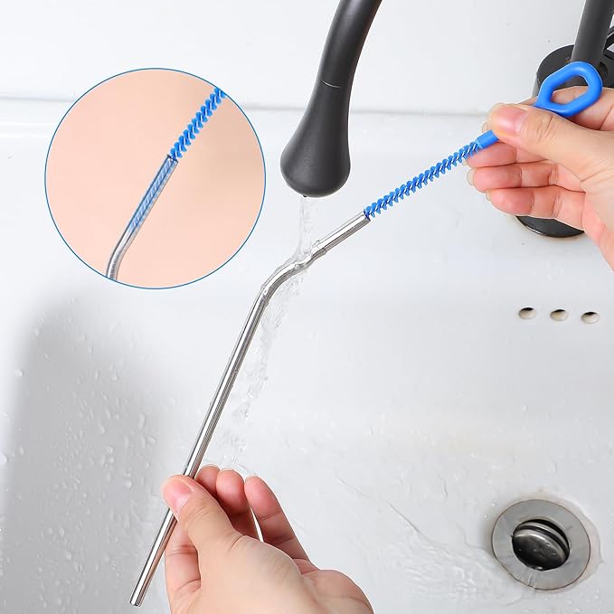 Straw Clean Brush Set Straw Brush Extra Long 12 Inch ReusableStraw Cleaner Accessories Diameters Ranging from 6-12mm for Water Bottles Tubes Sippy Cup 5Pcs