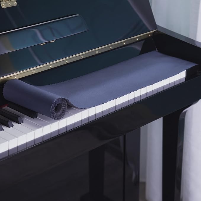 Mooson Piano Keyboard Anti-Dust Cover High Technology Fabric Key Cover Cloth Fit For Upright Piano, Electric Piano & Grand piano (Dark blue)