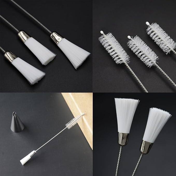 4 Pack Piping Tip Cleaning Brush Double-Headed Nylon Hard Bristle Brushes Pipe Tube Cleaner for Cake Decorating Tips Nozzle Baking Pastry Bags Mouth Frosting Icing Dispenser