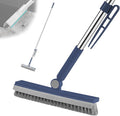 Floor Scrubbing Brush with 57" Adjustable Long Handle,3 in 1 Living Grout Brush with Squeegee,V-Shape Stiff Brush Bristle,Heavy Duty Bathroom Cleaning Brush for Tile,Deck,Patio,Wall,Garage,Kitchen,Blu